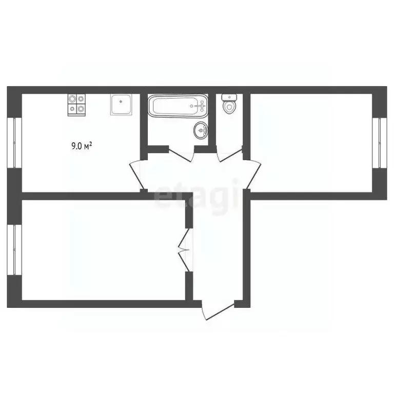 2-к кв. Кемеровская область, Прокопьевск Институтская ул., 29 (45.0 м) - Фото 2