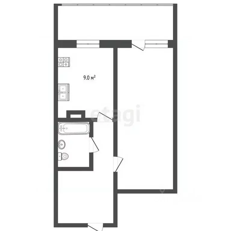1-к кв. Томская область, Томск Ленская ул., 57 (39.2 м) - Фото 2