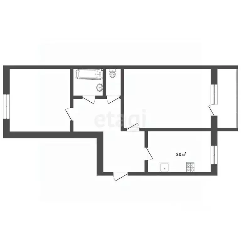 2-к кв. Тюменская область, Тюмень ул. Щербакова, 86 (46.8 м) - Фото 1