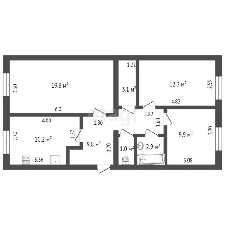 3-к кв. Ямало-Ненецкий АО, Новый Уренгой Надымская ул., 7 (69.0 м) - Фото 2