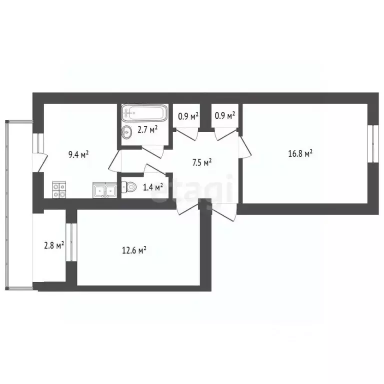 2-к кв. Севастополь ул. Генерала Жидилова, 48 (55.2 м) - Фото 2