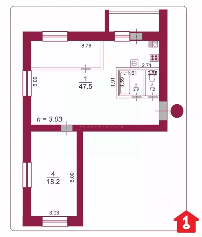 3-к кв. Омская область, Омск ул. Крупской, 14К1 (69.5 м) - Фото 1