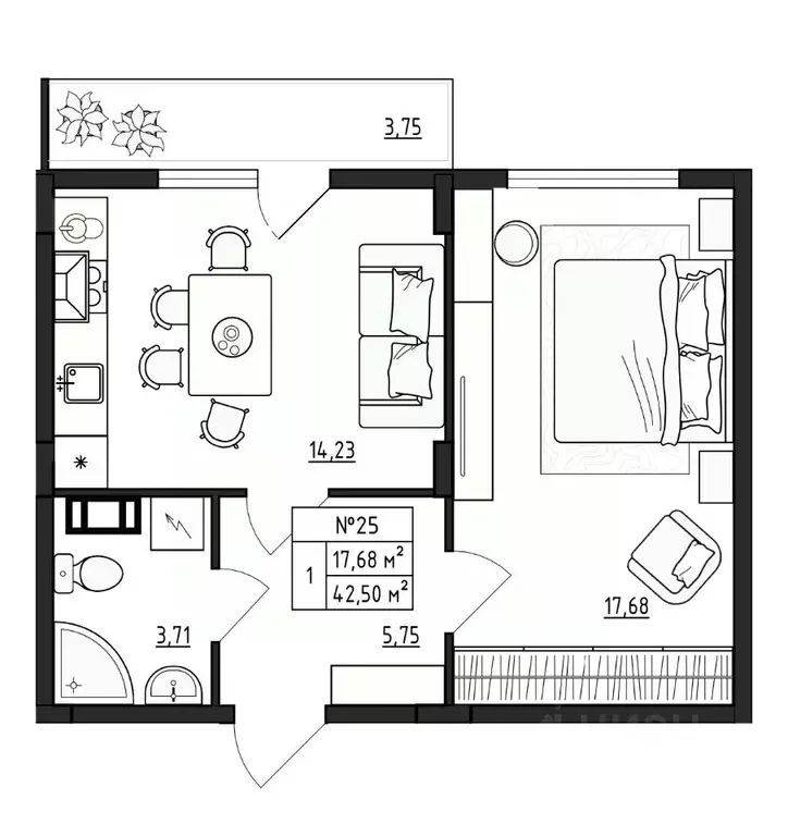 1-к кв. Ленинградская область, Гатчинский муниципальный округ, д. ... - Фото 1