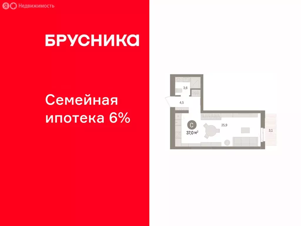 Квартира-студия: Челябинская область, Сосновский муниципальный округ, ... - Фото 1
