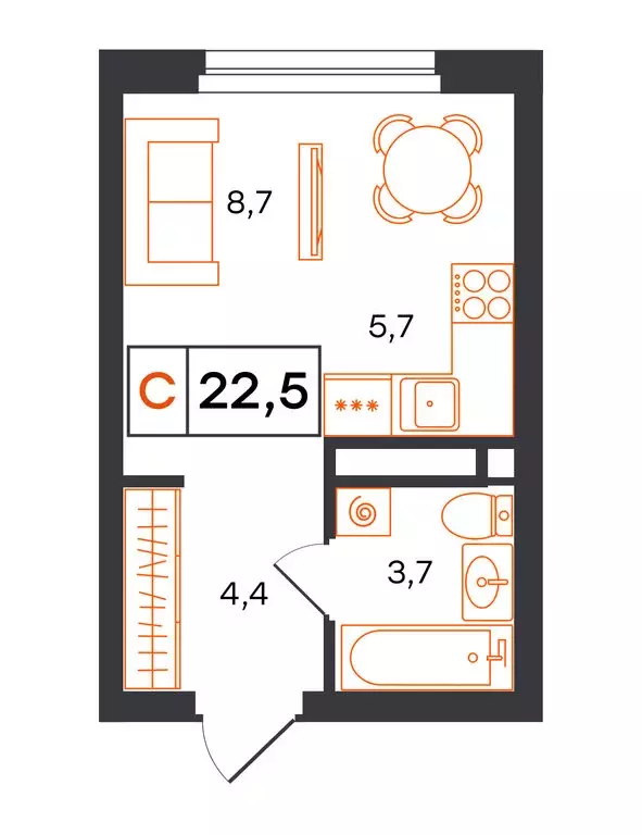 Квартира-студия: Екатеринбург, улица Патриса Лумумбы, 54 (22.5 м) - Фото 0