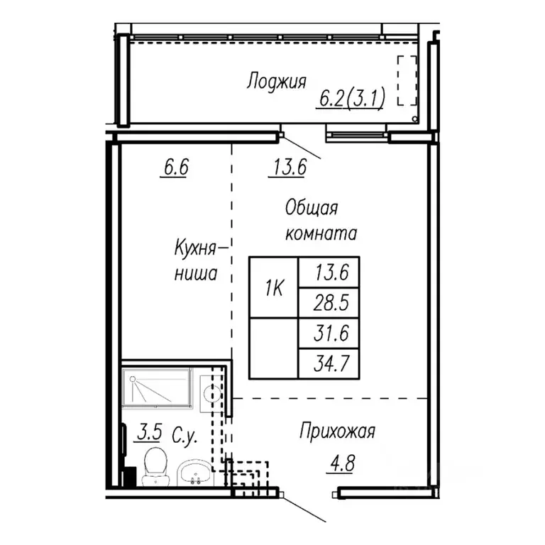 1-к кв. Алтайский край, Барнаул ул. Антона Петрова, 210Б (31.6 м) - Фото 0