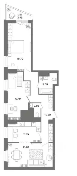 3-к кв. Санкт-Петербург ул. Кустодиева, 7к1 (90.0 м) - Фото 1