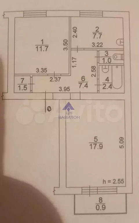 2-к. квартира, 50 м, 1/5 эт. - Фото 0