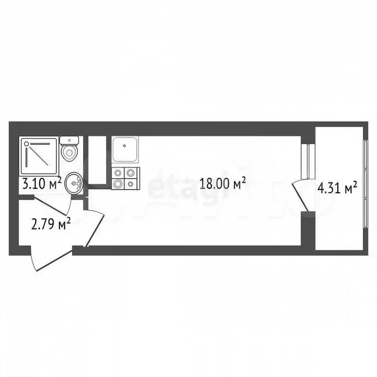Квартира-студия, 23,9 м, 5/15 эт. - Фото 0