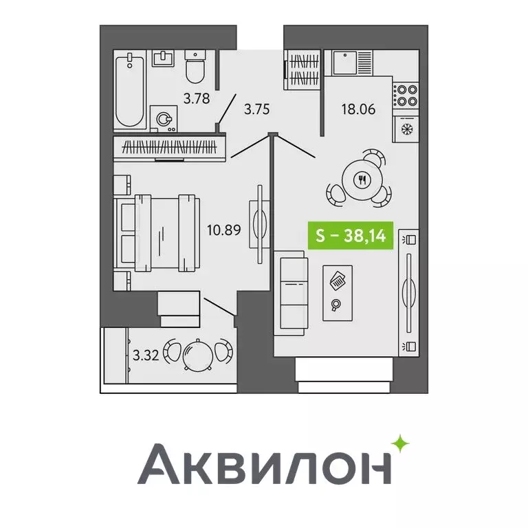 1-комнатная квартира: Архангельская область, Северодвинск (38.14 м) - Фото 0