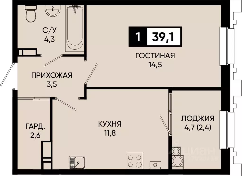 1-к кв. Ставропольский край, Кисловодск городской округ, пос. ... - Фото 0