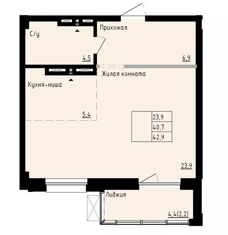 Квартира-студия: Владивосток, улица Полковника Фесюна (42.9 м) - Фото 1