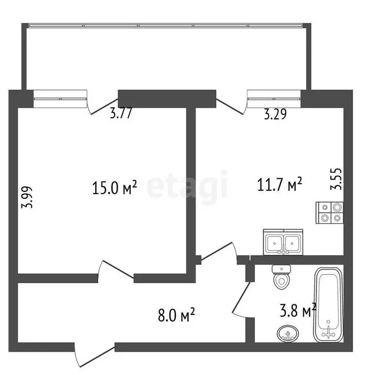 1-комнатная квартира: Севастополь, улица Вакуленчука, 53/4 (38.5 м) - Фото 0
