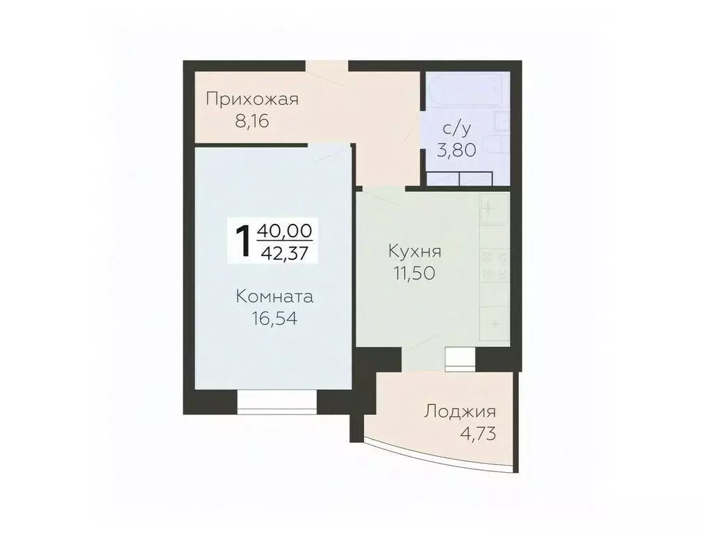 1-к кв. Орловская область, Орел ул. Панчука, 83Б (42.37 м) - Фото 0