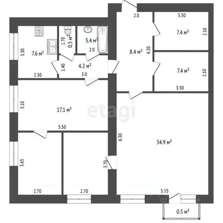 4-к кв. Мордовия, Саранск Пролетарская ул., 77 (111.8 м) - Фото 2