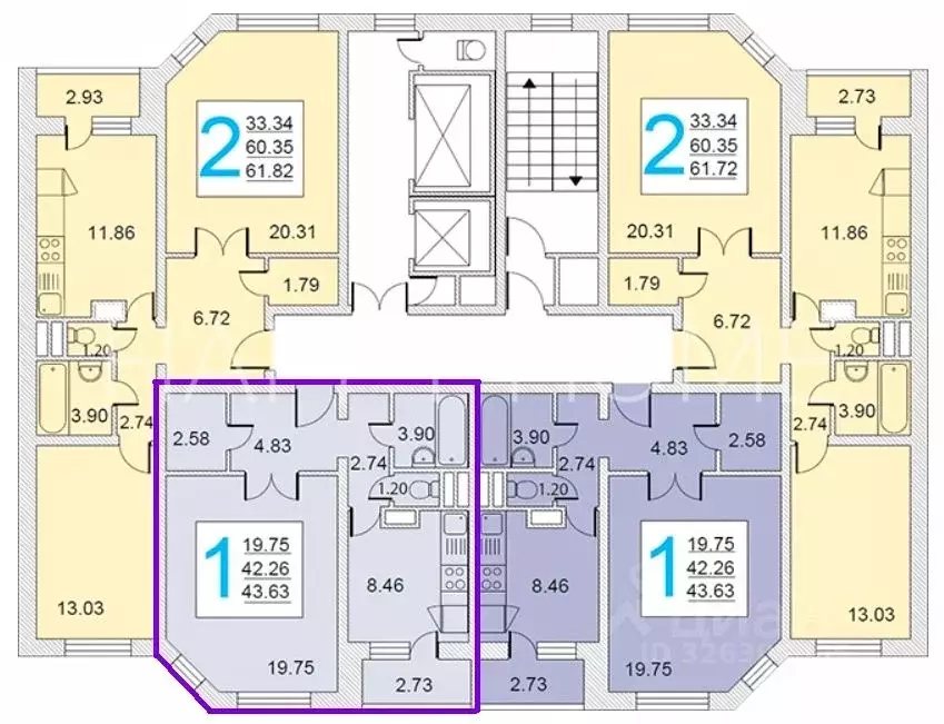 1-к кв. Калужская область, Обнинск ул. Поленова, 2 (43.0 м) - Фото 2