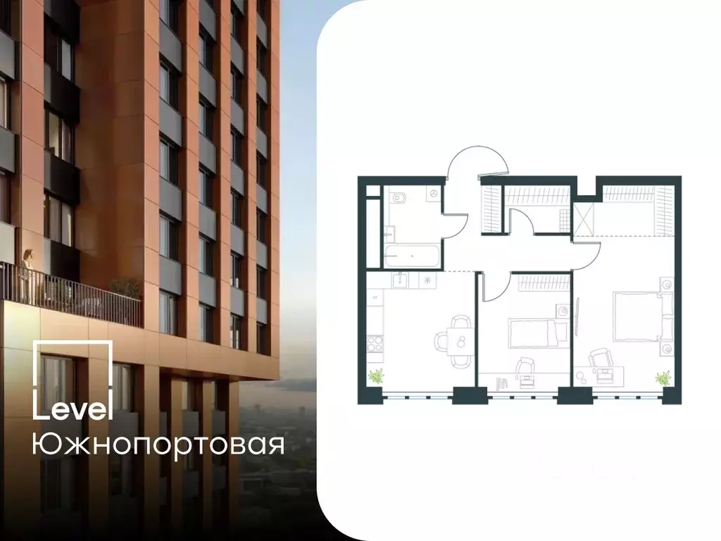 2-к кв. Москва Южнопортовая ул., 28АС17 (52.9 м) - Фото 1
