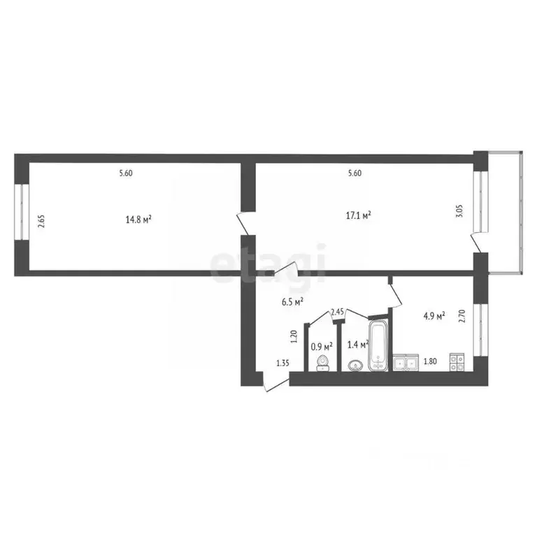 2-к кв. Липецкая область, Лебедянь Школьная ул., 1 (45.9 м) - Фото 2