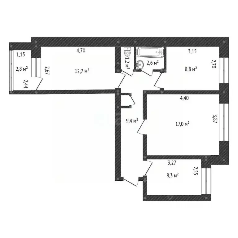 3-к кв. Башкортостан, Уфа ул. Красина, 13/3 (60.5 м) - Фото 2