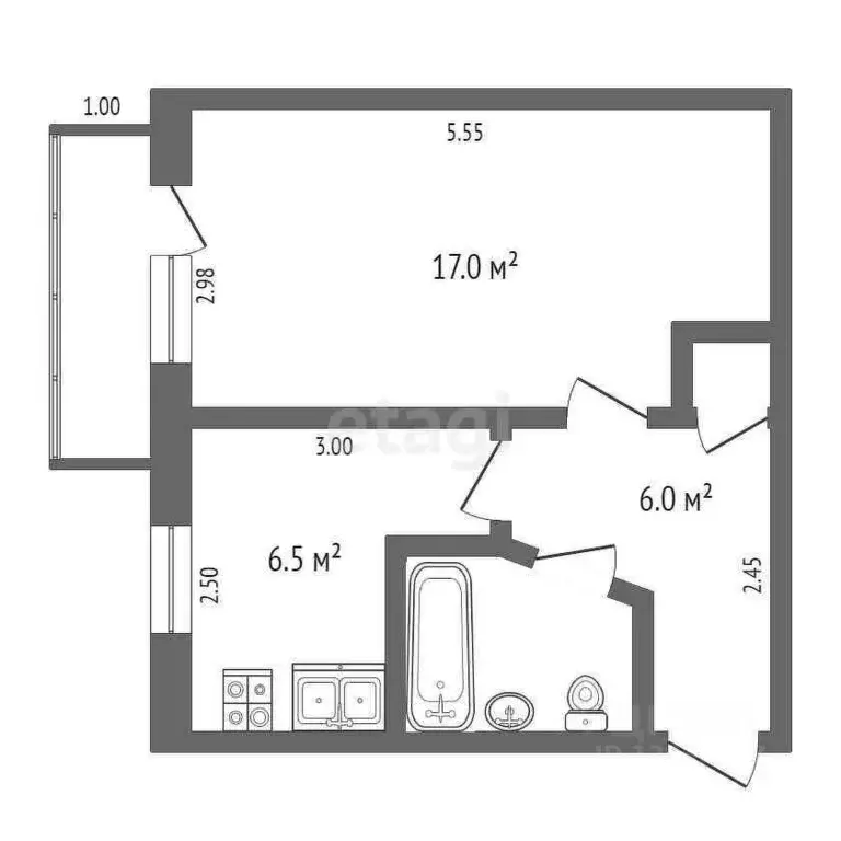 1-к кв. Крым, Симферополь ул. Киевская (34.0 м) - Фото 1