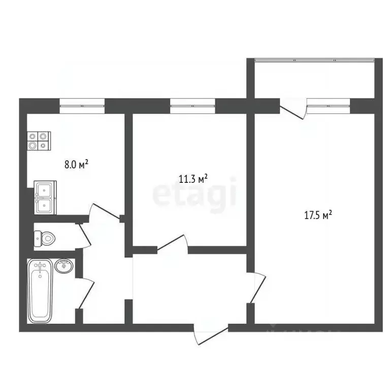 2-к кв. Ямало-Ненецкий АО, Муравленко Комсомольская ул., 2 (48.4 м) - Фото 0