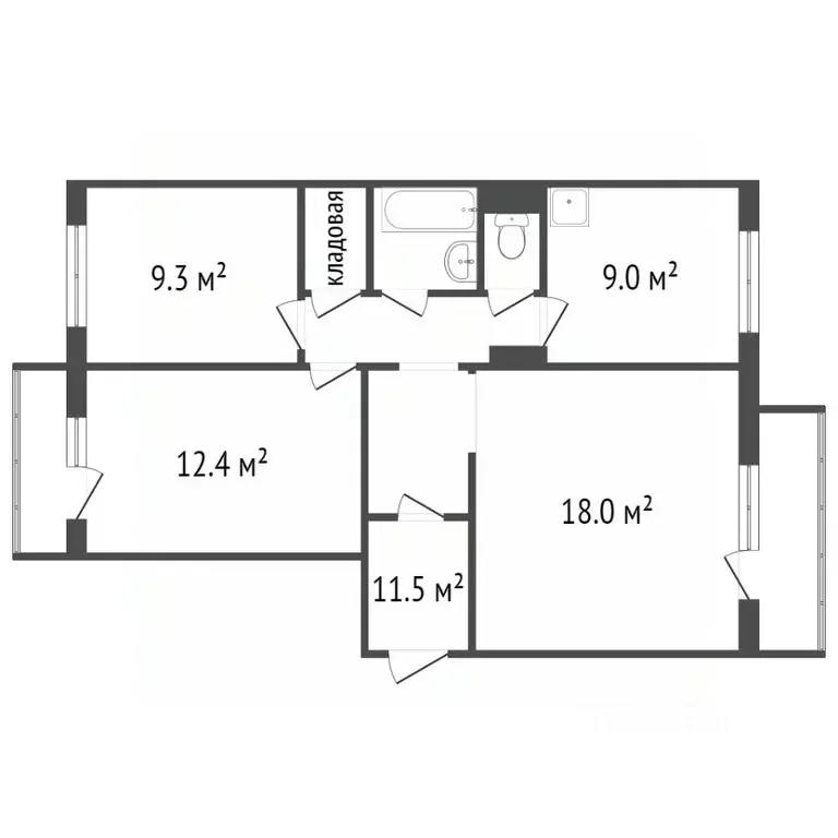 3-к кв. Красноярский край, Красноярск ул. Гусарова, 11 (61.6 м) - Фото 2