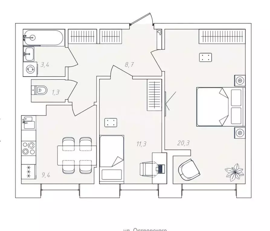 2-комнатная квартира: Пермь, посёлок Новые Ляды, жилой комплекс Новый ... - Фото 1