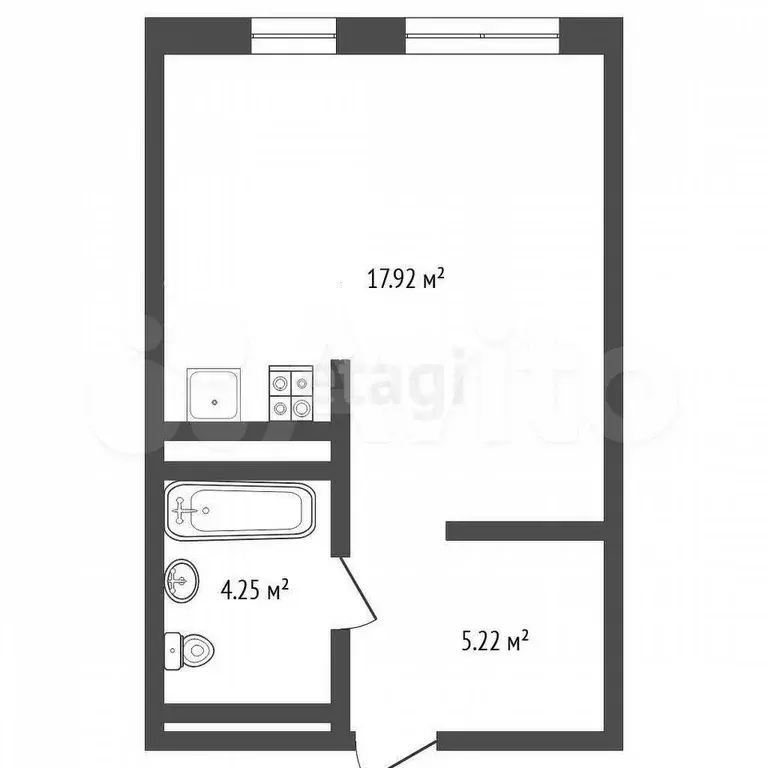 Квартира-студия, 27,4 м, 10/19 эт. - Фото 0