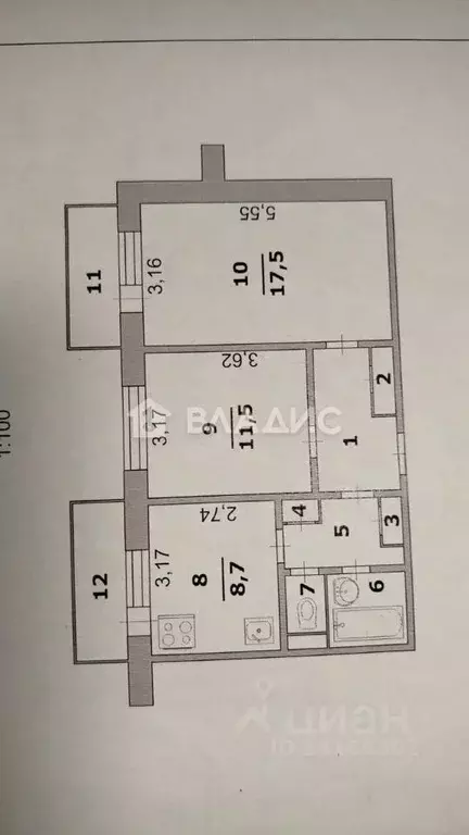 2-к кв. Белгородская область, Белгород ул. Губкина, 35 (51.1 м) - Фото 1