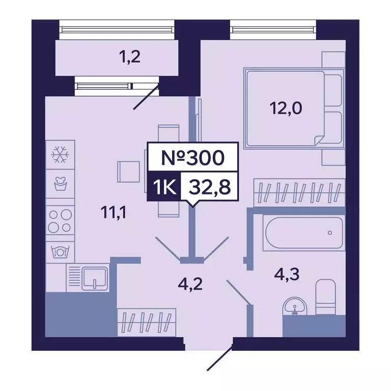 1-комнатная квартира: Якутск, Новопортовская улица, 1А/1 (32.8 м) - Фото 0
