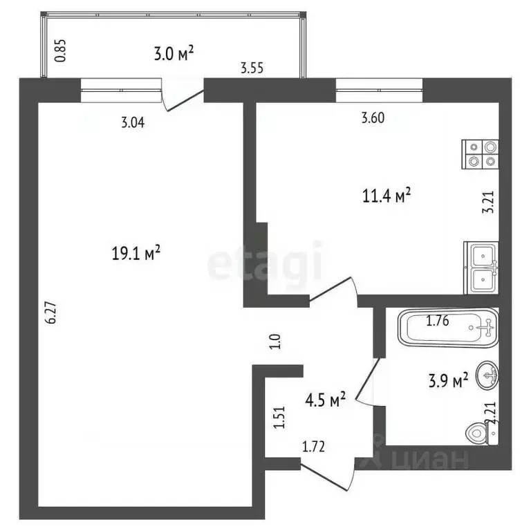 1-к кв. Удмуртия, Ижевск Живсовхоз мкр, ул. Зеленая, 60к1 (38.9 м) - Фото 1