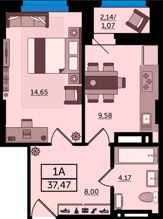 1-к кв. Ростовская область, Ростов-на-Дону  (37.47 м) - Фото 0