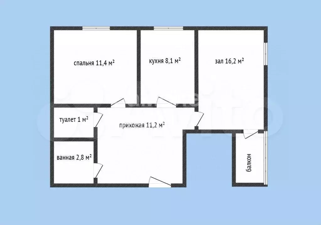 2-к. квартира, 50 м, 7/9 эт. - Фото 0