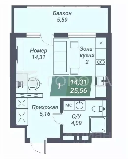 Студия Новосибирская область, Новосибирск Светлановская ул., 46/1 ... - Фото 2