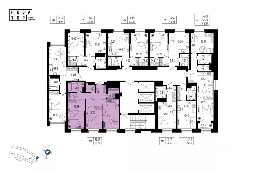 3-к кв. Башкортостан, Уфа Глумилино-1 мкр, Новатор жилой комплекс ... - Фото 2