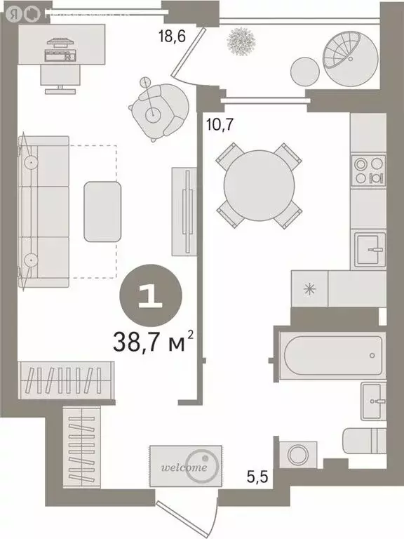 1-комнатная квартира: Екатеринбург, улица Анатолия Мехренцева, 42 ... - Фото 2