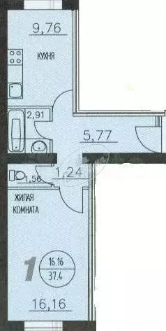 1-к. квартира, 38 м, 3/3 эт. - Фото 0