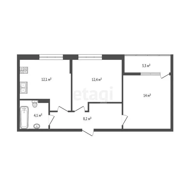 2-комнатная квартира: Тюмень, улица Новосёлов, 107к1 (52 м) - Фото 0