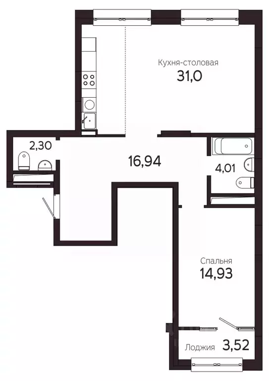 1-к кв. Томская область, Томск Комсомольский просп., 48 (70.85 м) - Фото 0