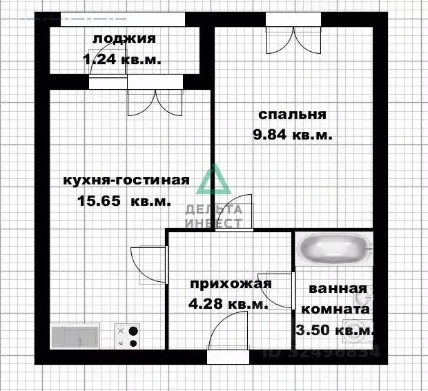 1-к кв. Башкортостан, Уфа ул. Академика Курчатова, 116 (34.5 м) - Фото 2