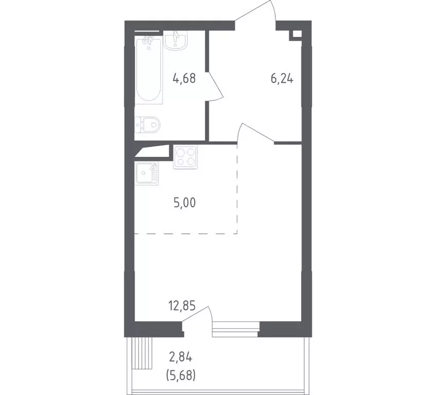 Квартира-студия: посёлок городского типа Жилино-1, 2-й квартал, 1к1 ... - Фото 1