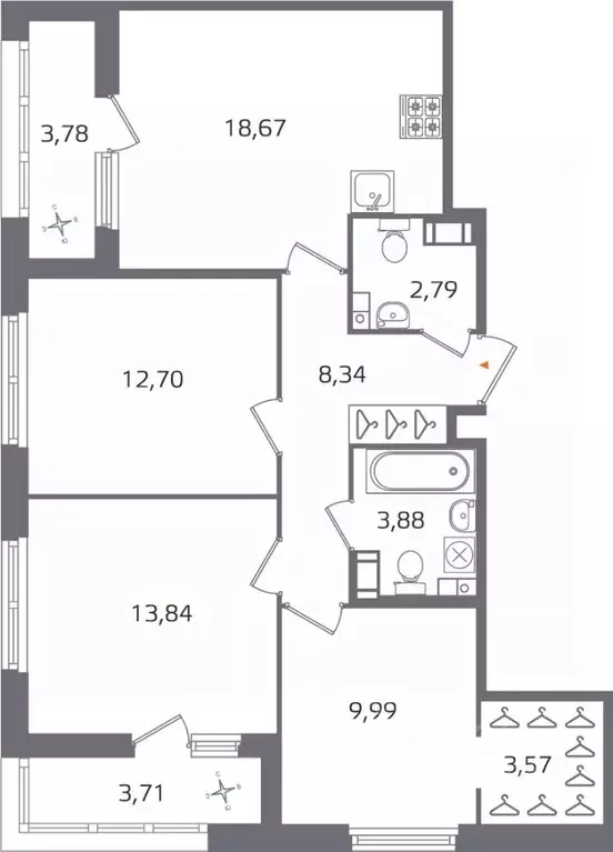 3-к кв. Санкт-Петербург Полюстрово тер.,  (77.53 м) - Фото 0