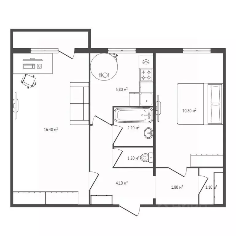 2-к кв. Брянская область, Брянск Ново-Советская ул., 42 (44.2 м) - Фото 2