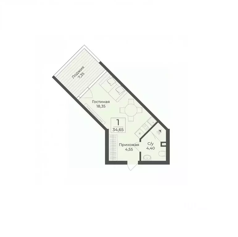 Студия Крым, Сакский район, с. Лесновка  (34.65 м) - Фото 0