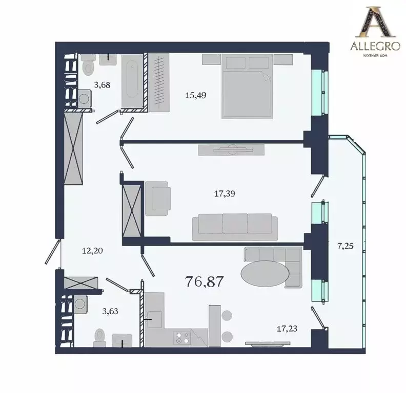 2-комнатная квартира: Екатеринбург, Ботаническая улица, 22 (76.87 м) - Фото 0
