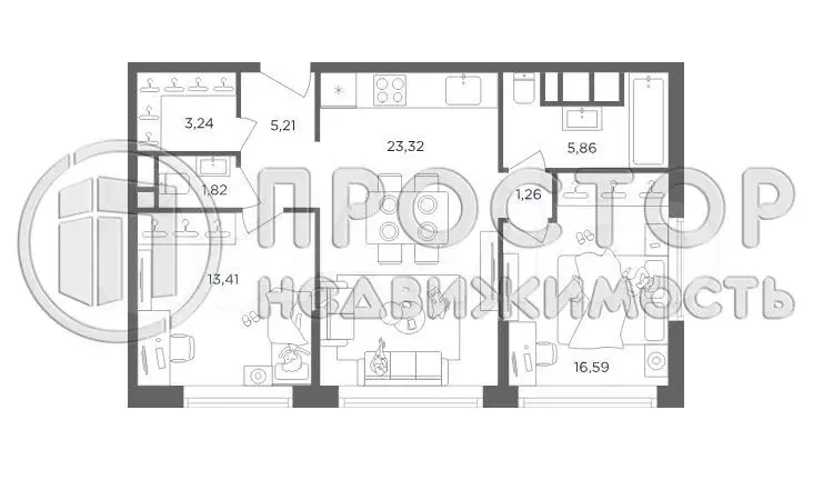 2-к. квартира, 71 м, 9/51 эт. - Фото 0