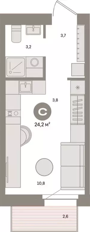 Квартира-студия: Екатеринбург, Московская улица, 158 (24.2 м) - Фото 0