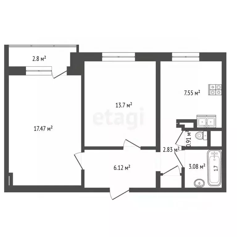 2-к кв. Москва Севастопольский просп., 15К1 (52.2 м) - Фото 2