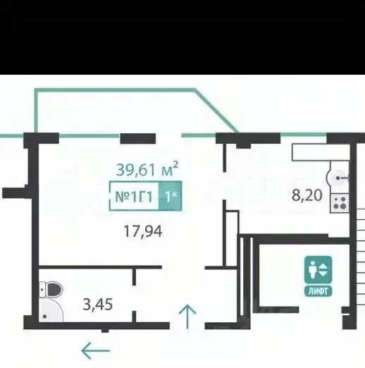 1-к кв. Крым, Симферополь ул. Железнодорожная, 1Д (40.0 м) - Фото 1