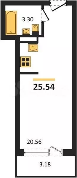 Квартира-студия, 25,5 м, 1/19 эт. - Фото 0